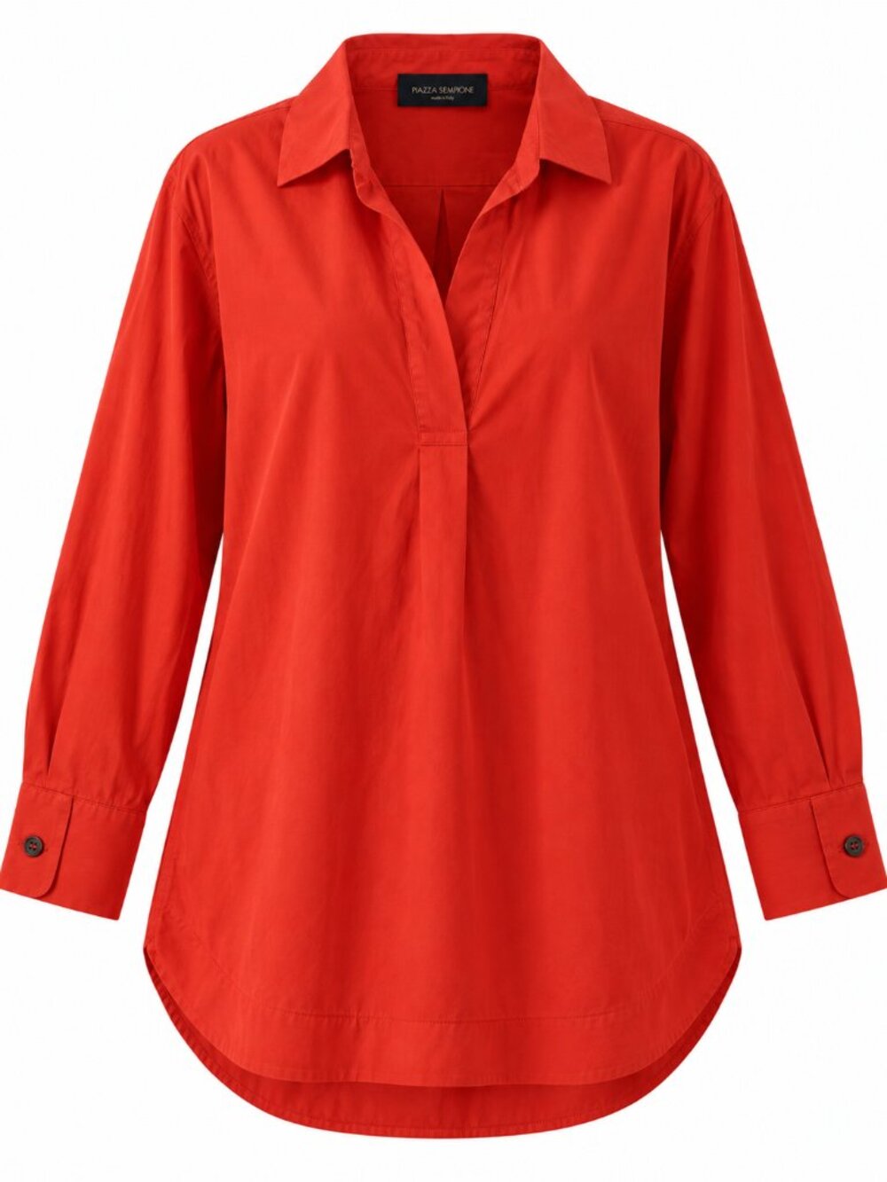 Piazza Sempione Made in Italy Red Orange Popover Tunic Blouse 3/4 Sleeve